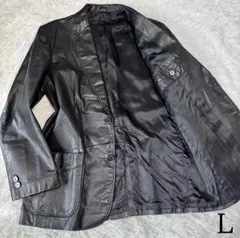 【vintage】牛革 本革 カウレザーテーラードジャケット ブラック L