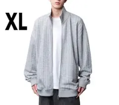 新品✨️メンズ ジャガード風 ケーブル編み ジップアップジャケット XL グレーのサムネイル