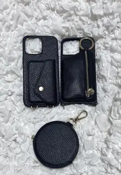 iPhone14ProMAXケース黒 レザー まとめ売り カード入れポーチ