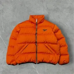 90's Reebok ダウンジャケット オレンジ 短丈 肉厚 刺繍 タグ