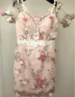 ローブドフルール 花柄 刺繍レースドレス Sサイズ