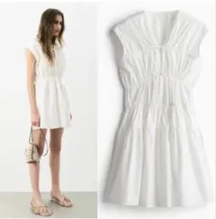 H&M ホワイトノースリーブシャツ'ワンピ XS 新品未使用のサムネイル