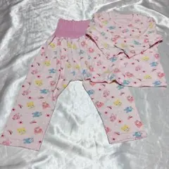 【95cm】動物柄 ピンク 長袖 長ズボン パジャマセット 薄地