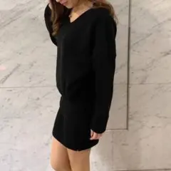 黒色 ニットセットアップ