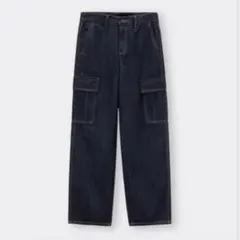 【新品】GU ミドルライズカーゴジーンズ　ネイビー