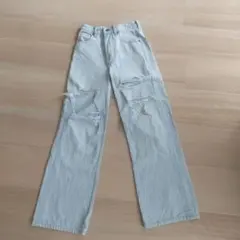 ZARA ザラ ライトブルーダメージデニムパンツ ジーンズXS～S