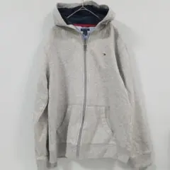 Tommy Hilfiger グレー フルジップ　パーカー　L レディース