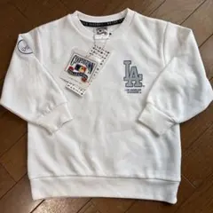 【新品】MLB ドジャース　裏起毛トレーナー 白　　110㎝