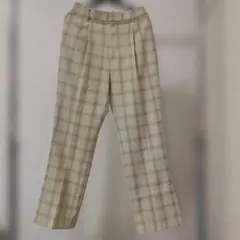 LOWRYS FARM　ベージュ系チェックのスラックス Mサイズ