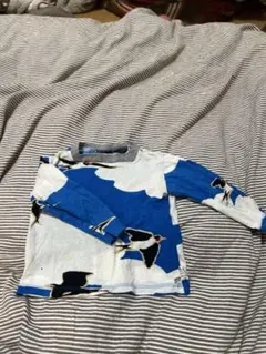 青と白の雲柄 長袖カットソー