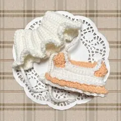 猫耳メイド服【オレンジ】　10cm ぬい服　ぬい帽子　にじぱぺっと