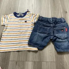 Tシャツとデニムショートパンツセット