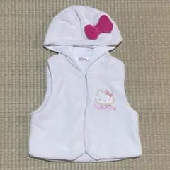 【美品】ハローキティー　ベスト　フード付き　前ホック