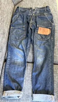 【美品】メルシーボークー Lee コラボうしろまえデニムパンツ Sのサムネイル