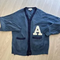 TIMELY WARNING カーディガン M ブルー A刺繍