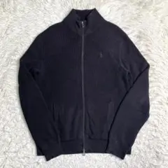 ポロラルフローレン ドライバーズニット ブラック 同色ポニー ダブルジップ 黒 良品✨ラルフローレン 現行 ドライバーズ ニット 同色ポニー ダブル