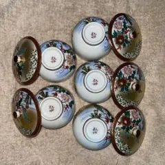九谷焼 蓋付き湯呑み 5個セット 花鳥図 和食器