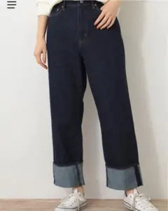 【美品】ストレートデニム　ダークインディゴ　デニム　ジーンズ　Mサイズ