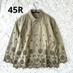 美品✨45R フラワープリント ブラウス 半袖 現行 - メルカリ
