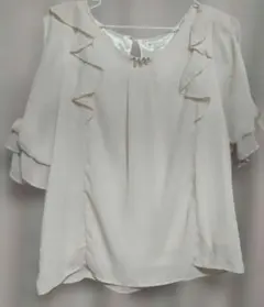 アクシーズ　花柄刺繍半袖ブラウス　淡ピンク