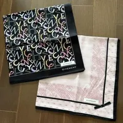 未使用　GIVENCHY ハンカチ2枚セット　透かし　ロゴ　総柄　ジバンシーのサムネイル