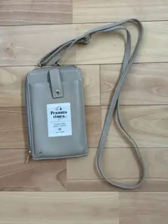 スヌーピー Peanuts お財布スマホショルダー ベージュ グレージュ レザー