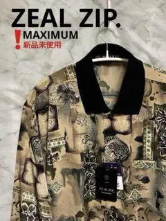 新品未使用★ZEAL ZIP. MAXIMUM 総柄長袖シャツ 刻印ボタン M