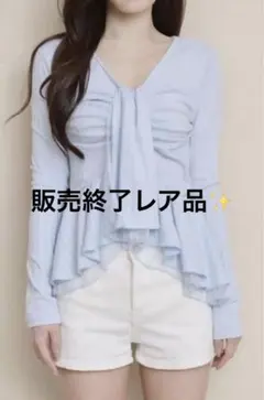 1時間限定】yilon TIE PEPLUM LACE BLOUSE BLUE - メルカリ