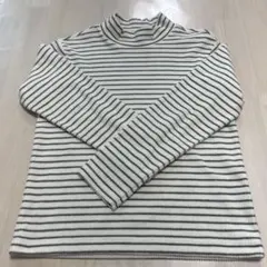 ユニクロ キッズ リブフリース ハイネックボーダー ホワイト 140cm