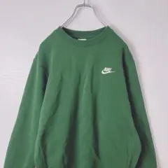 NIKE 刺繍ロゴ　スウェット　トレーナー　深緑　裏起毛　メンズ　古着