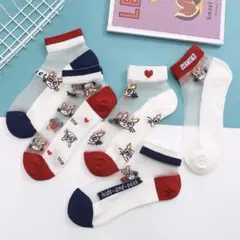 ✅未使用花柄 シースルー ソックス 7足セットのサムネイル
