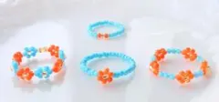 『No.87』オレンジみずいろ ビーズ リング 韓国 ハンドメイド 指輪 お花