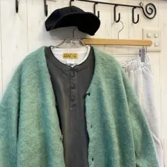 新品タグ付き　Goodwear 製品染め　ヘンリーネックロンT USAコットン