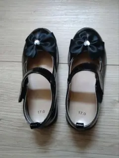フォーマルシューズ 黒 17.0 リボン付き