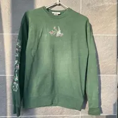 LEFT ALONE グリーン 花柄刺繍 トレーナー L