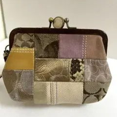 希少⭐︎入手難 COACH コーチ パッチワーク がま口 2口タイプ シグネチャー