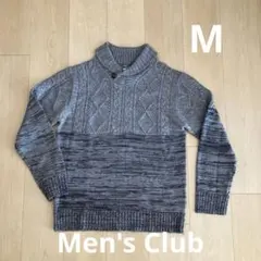 Men's Club グレー ケーブル編みセーター M