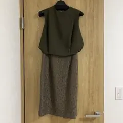 ノースリーブひざ丈ワンピース オリーブグリーン