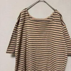 EASE Blue 半袖ボーダーチュニックTシャツ(F)ブラウン＆ブラックのサムネイル