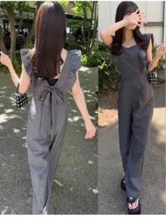 グレイル フリルストラップ オールインワン グレー