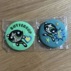 パワーパフガールズ　刺繡缶バッチ　バターカップ