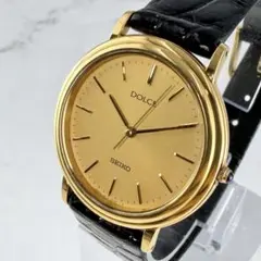 SEIKO ドルチェ ラウンド ゴールド 新品電池 メンズ 社外新品ベルト