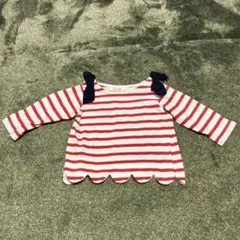 赤と白のストライプ 長袖カットソー