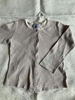 PETIT BATEAU ミラレボーダーカーディガン 2a/86cm ベージュ
