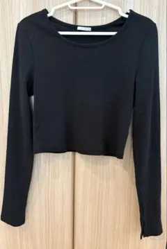 GU リブクロップドT ブラック Mサイズ