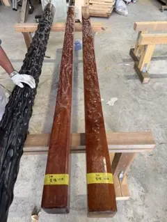 床柱　黒檀？　紫檀？　無垢　中古品 Yahoo!オークション -「黒檀 床柱」の落札相場・落札価格