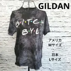 GILDAN タイダイTシャツ BITCH BYE ロゴ M ブラック系 雰囲気