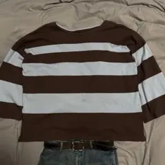 archive y2k 00s striped u neck l/s tee