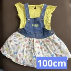 BCBGGIRLS ノースリーブサロペットワンピースTシャツセット100cm蝶々