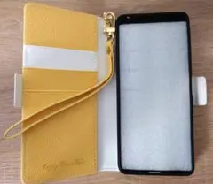 Sony Xperia 10 IV ケース 手帳型 イエロー ストラップ付き